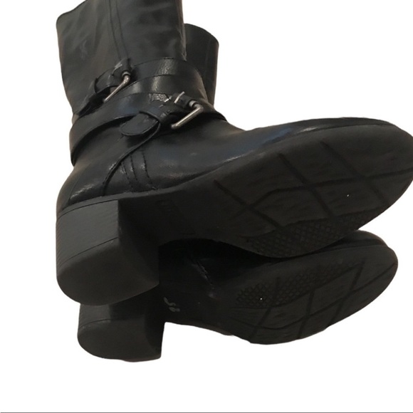 Nicole Rugby Black Knee High Buckle Detail Side Zip Boots Size 6M - Picture 4 of 10